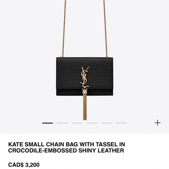 YSL KATE SMALL CHAIN BAG WITH TASSEL IN CROCODILE-EMBOSSED SHINY LEATHER - Picture 4 of 4